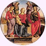 PERUGINO, Pietro Madonna Enthroned with Child and Two Saints oil painting picture wholesale